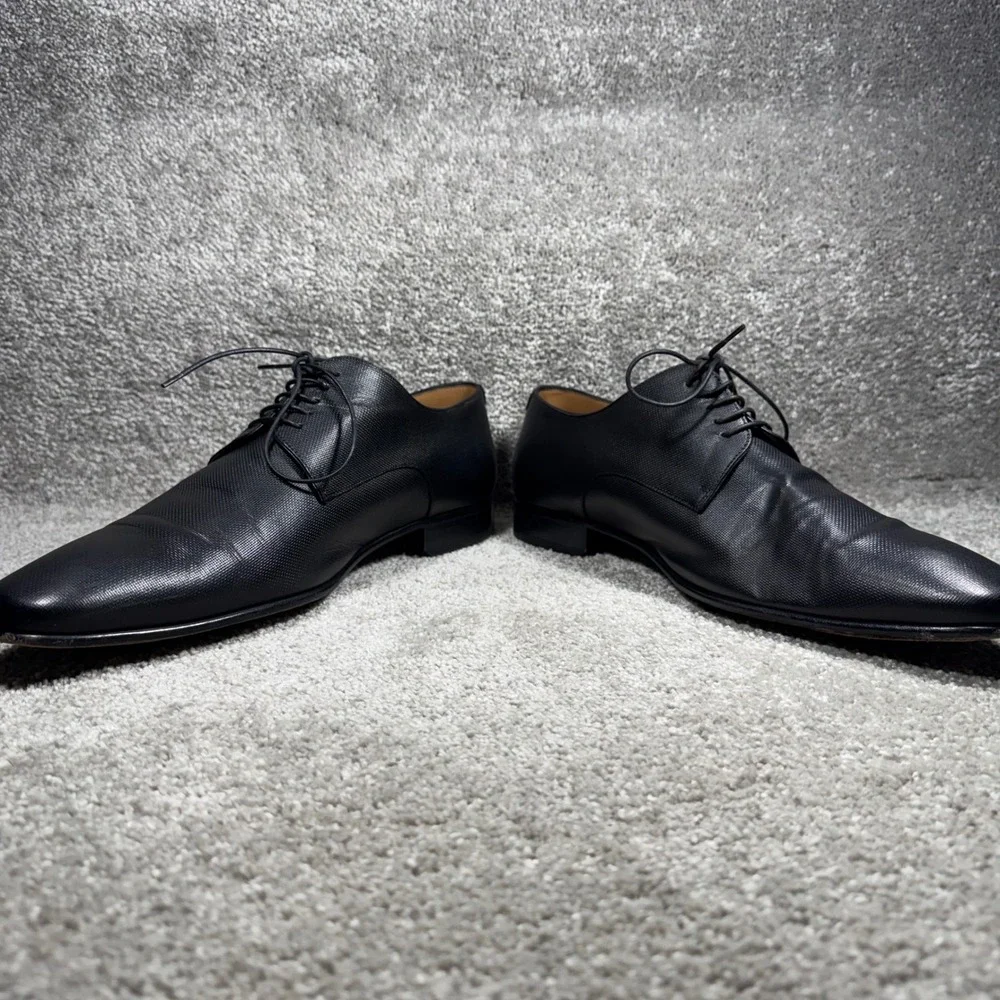 Hugo Boss Derby Shoes Black Micro Textured Leather Made in Italy Mens 11